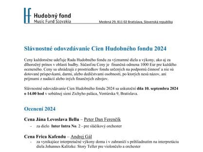 Ceny Hudobného fondu za rok 2024